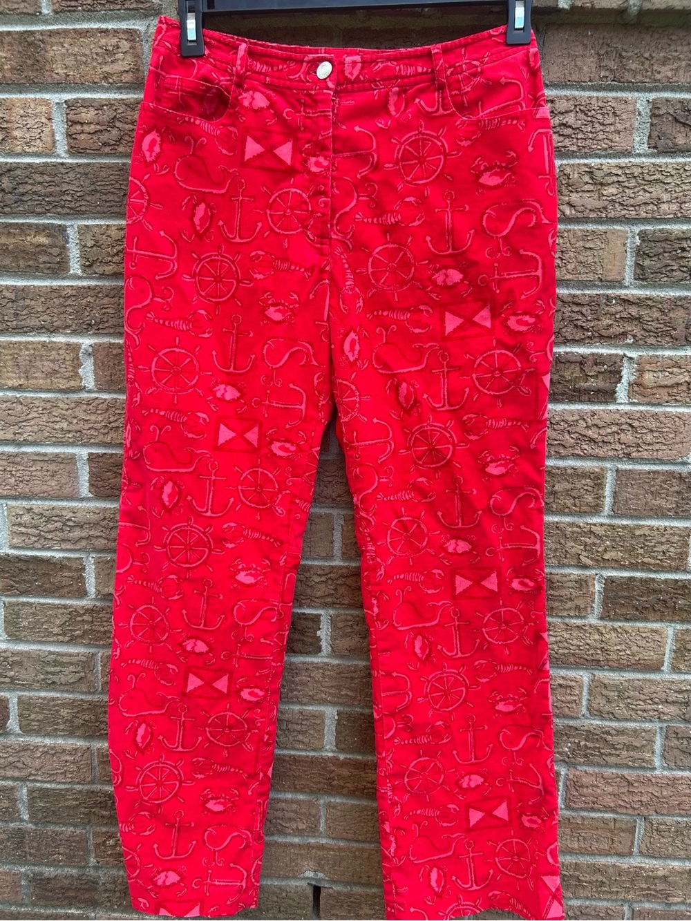 Lilly Pulitzer Bright Red Nautical Print Pants size 8 - Picture 2 of 10